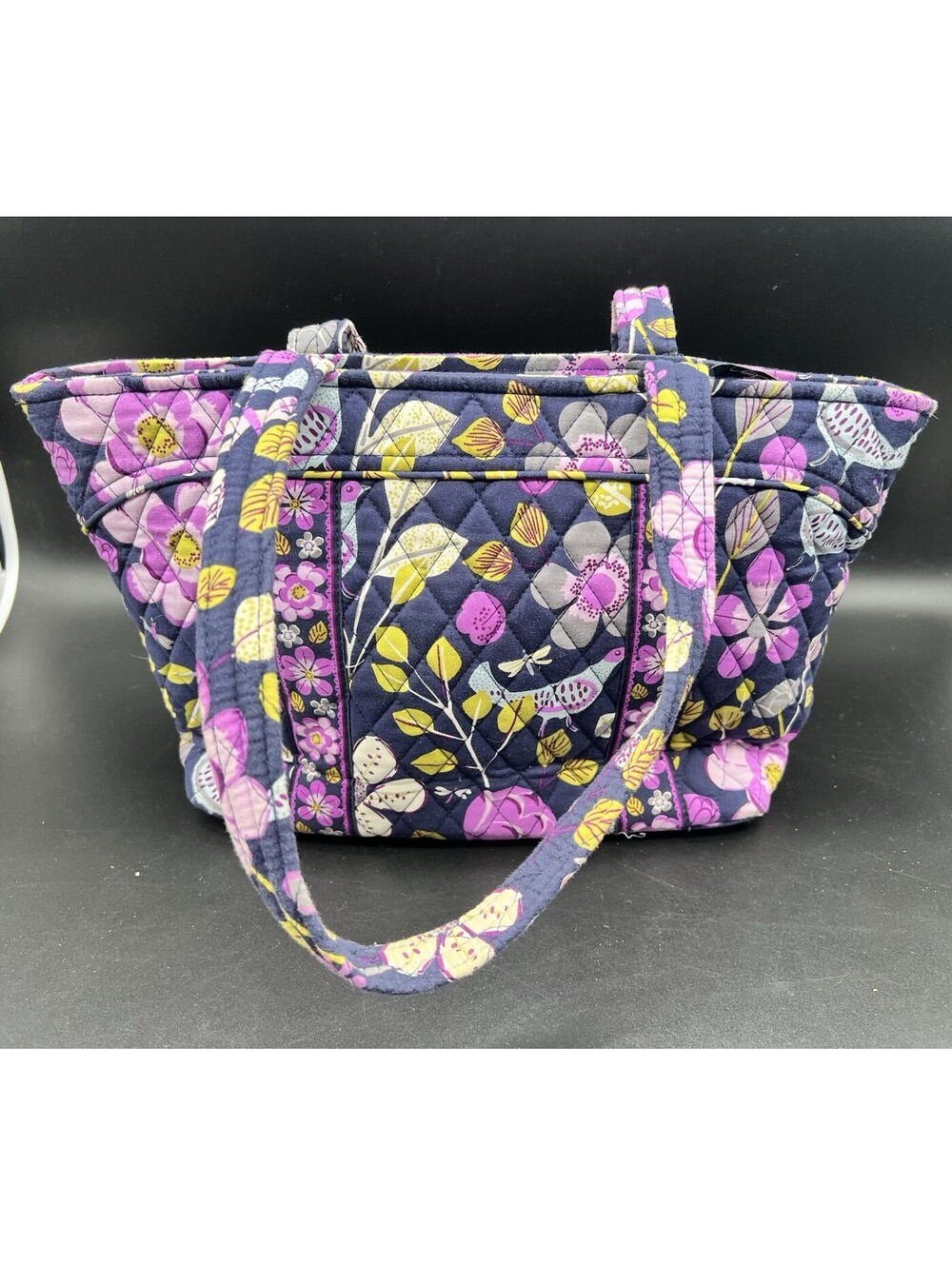 Vera Bradley Nightingale Quilted Floral Shoulder Tote Bag Retired Purple Plum
